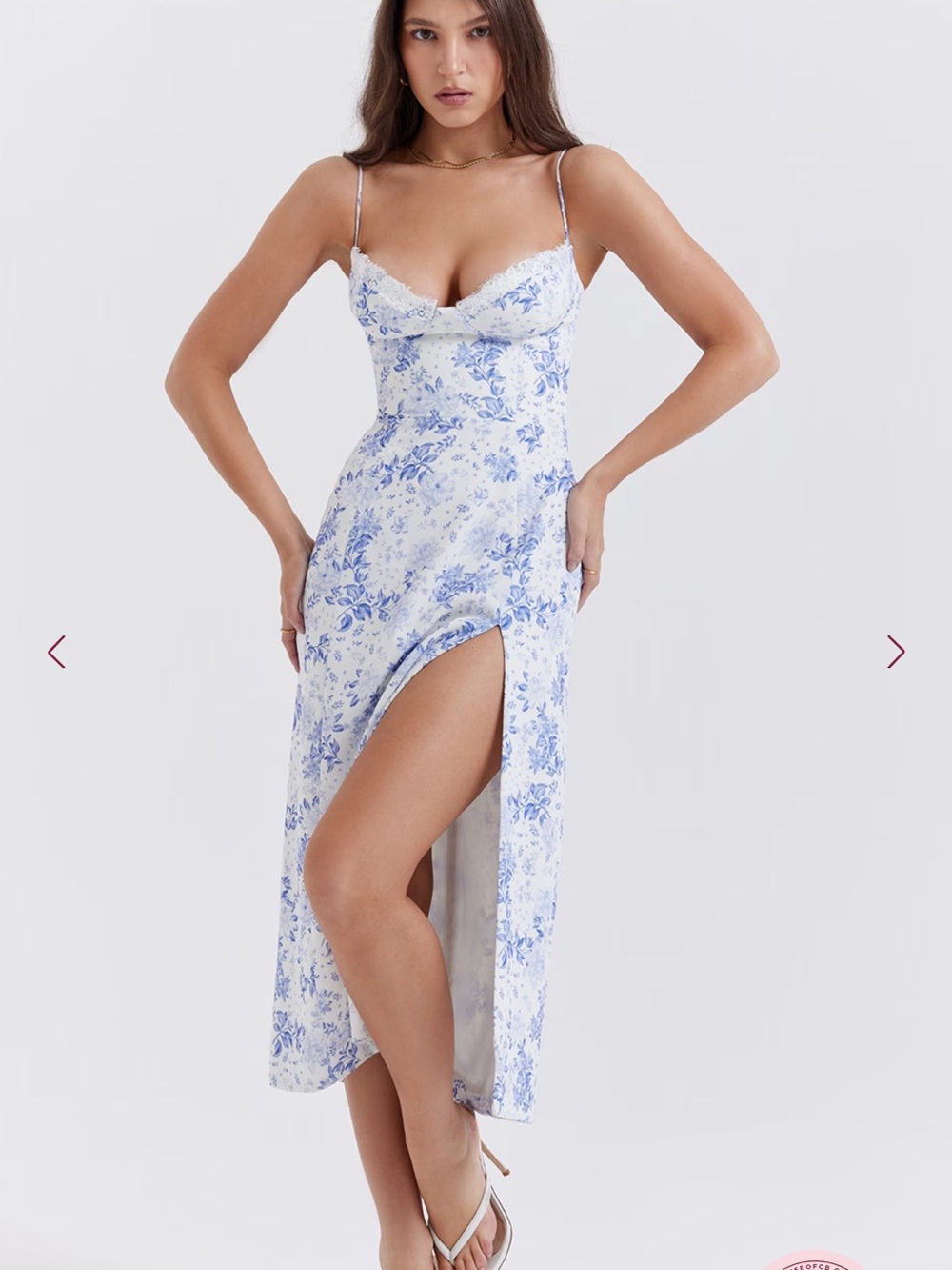 House of CB CHARLOTTE Blue Print Corset Midi Dress XS